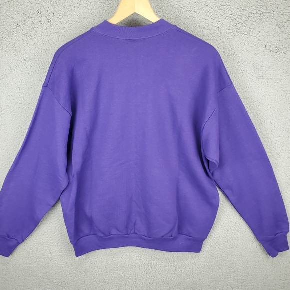 Vintage Fruit of the Loom Blank Sweatshirt Purple Made in USA Women’s Large NWT - Picture 9 of 9